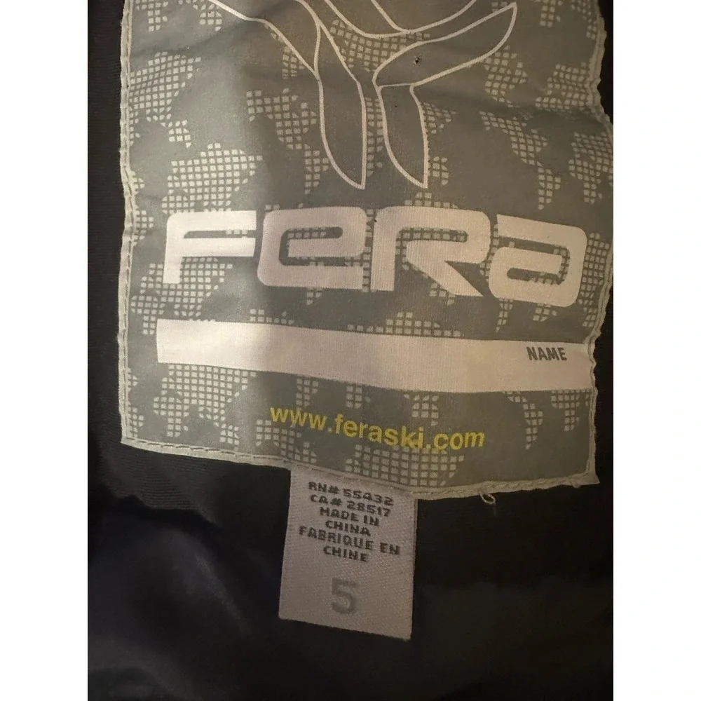 Fera Ski Jacket size 5 black Full Zip unisex Hooded snow